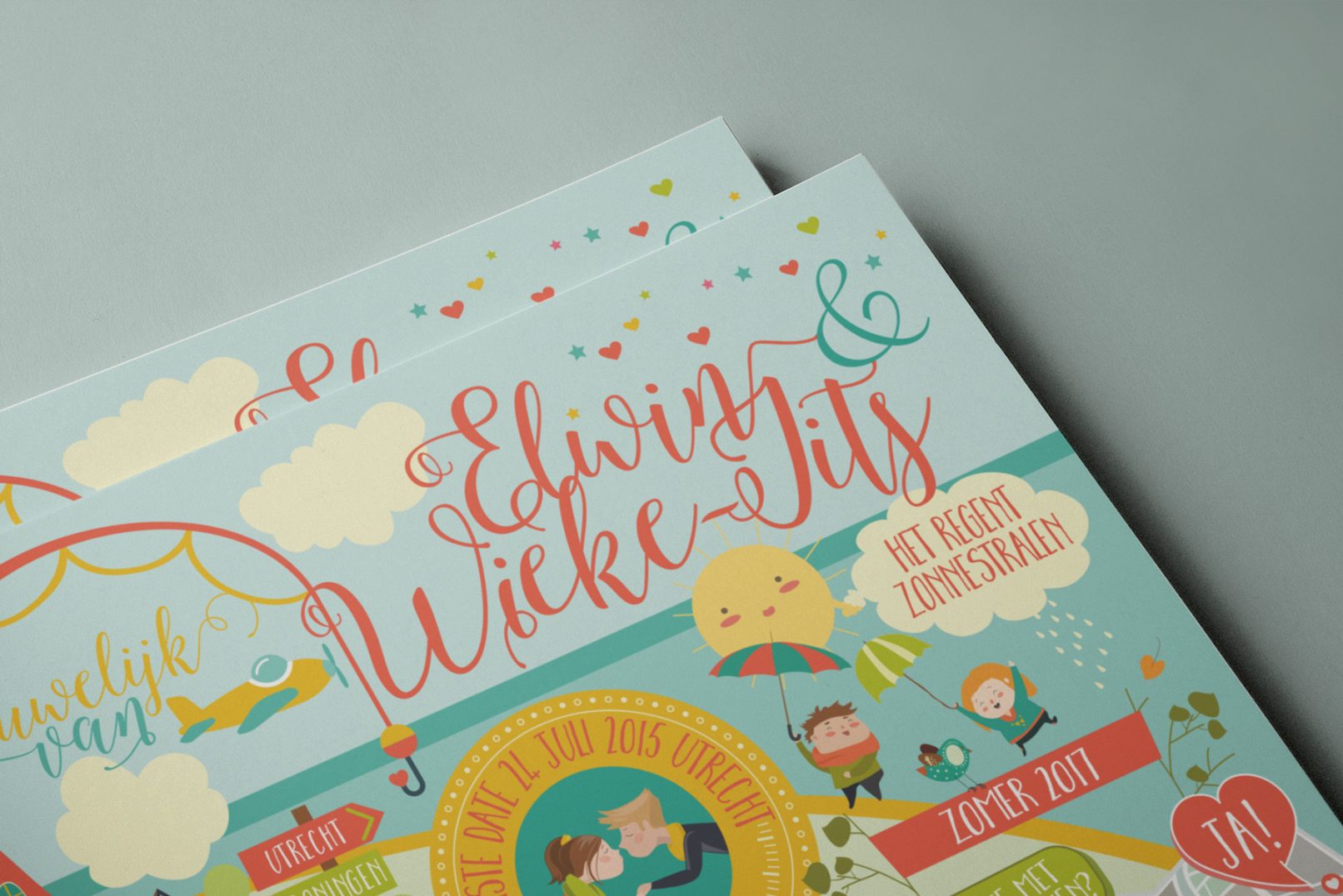 Groot formaat poster uitnodiging huwelijk